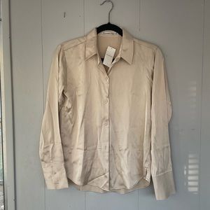Long sleeve satin button up shirt